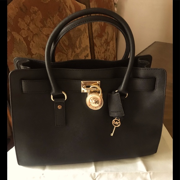 Michael Kors Handbags - Michael Kors Hamilton Black LG Leather. Scratches on hardware otherwise EUC